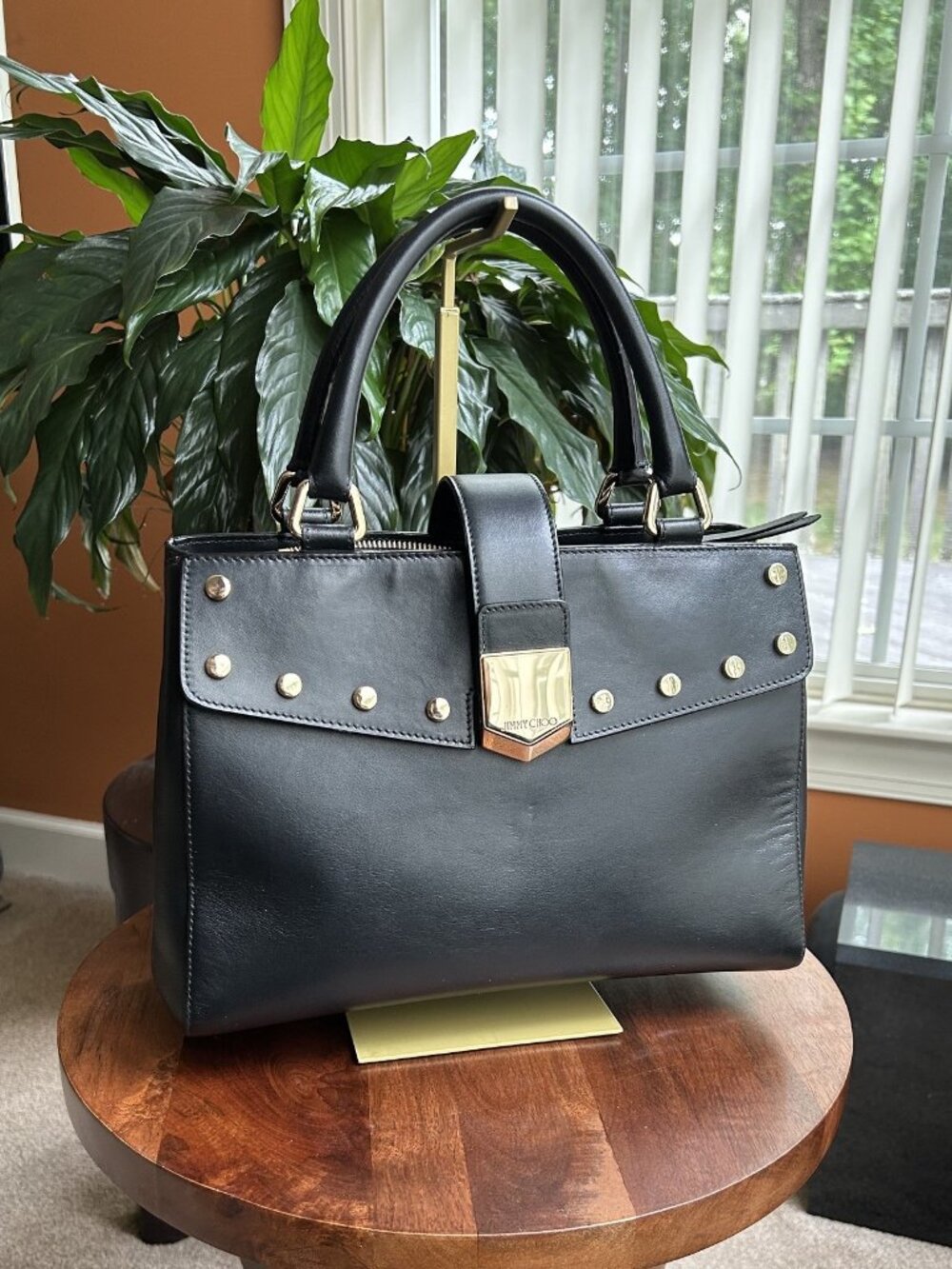 JIMMY CHOO Lockett Leather Tote Bag, Black